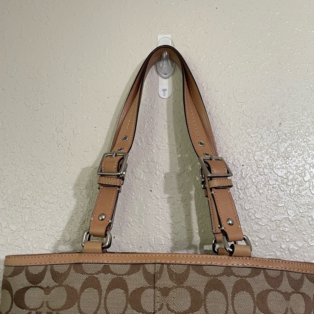 Coach Tan and Brown Signature Tote - Picture 6 of 11